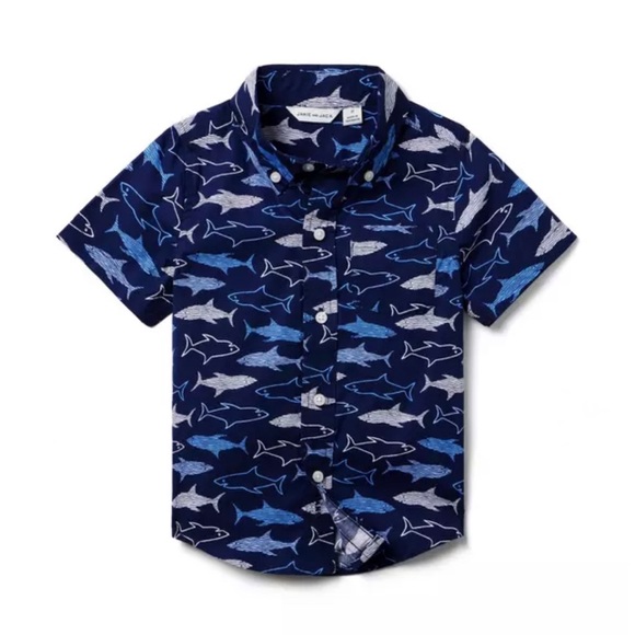 Janie and Jack Other - Brand New Janie & Jack Boys Short Sleeve Shark Print Button Down Shirt. Size 8